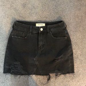 pacsun black ripped jean skirt
